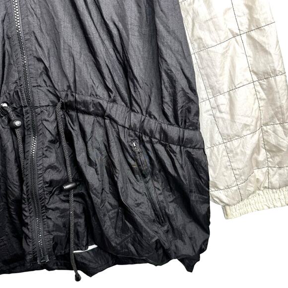 Vintage Lavon Nylon Windbreaker Jacket Womens XL Black White Houndstooth 90s - Picture 5 of 12